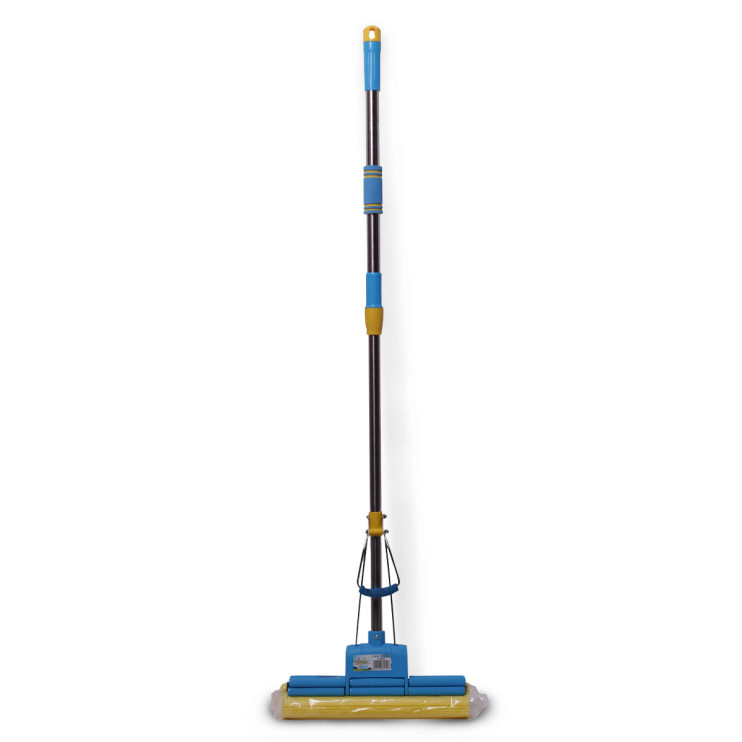 Швабра с телескопической рукояткой 110см, губкой 34см и 2 отжимами