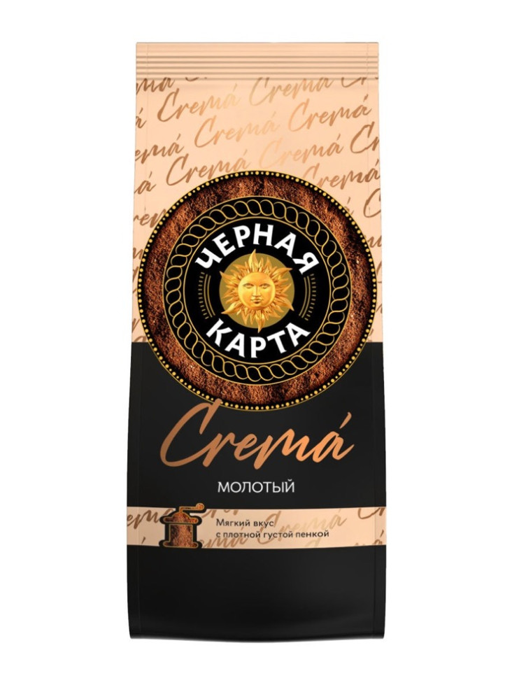 Shtrauss Черная карта Crema 200 г молотый пакет (12)