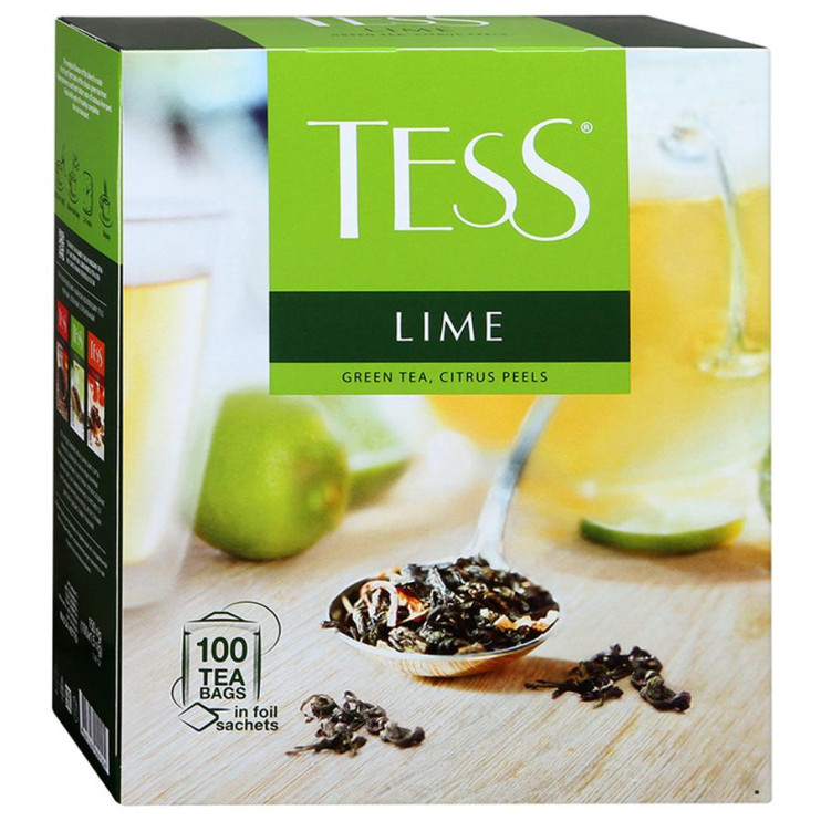 Чай зеленый в пакетиках для чашки Tess Lime (Тесс Лайм), 100*1,5 г