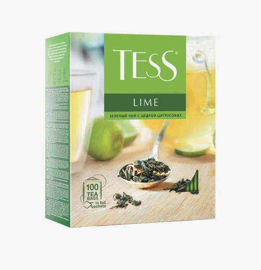 Чай зеленый в пакетиках для чашки Tess Lime (Тесс Лайм), 100*1,5 г