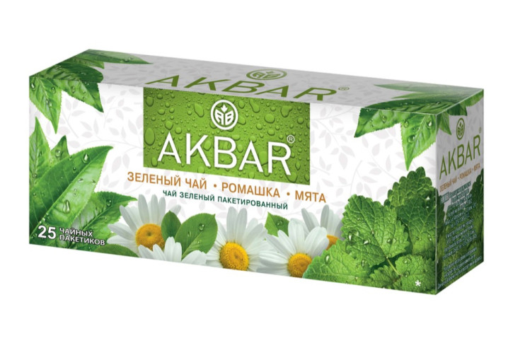 Akbar Зеленый с натудобавками ромашки и мяты 25 пак.*2 г с/я (24)