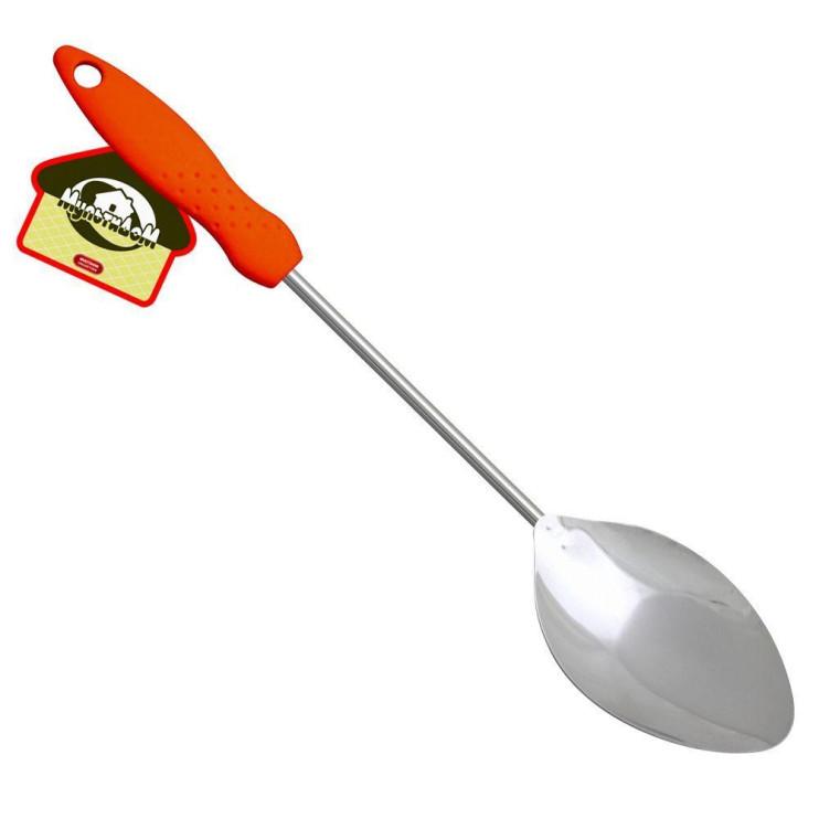 Ложка хромированная с красной ручкой