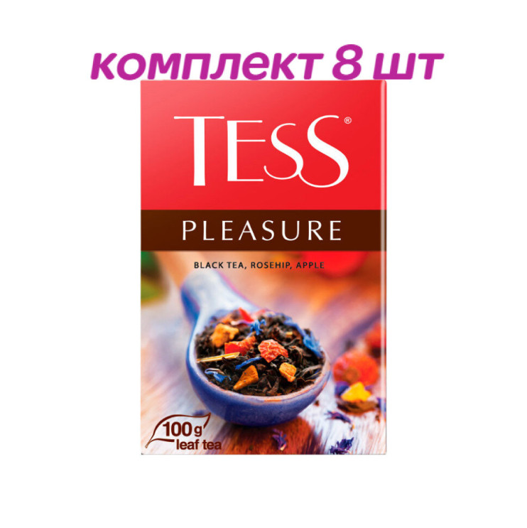 Чай черный листовой Tess Pleasure (Тесс Плэжа), 100 г (комплект 8 шт.) 6005886
