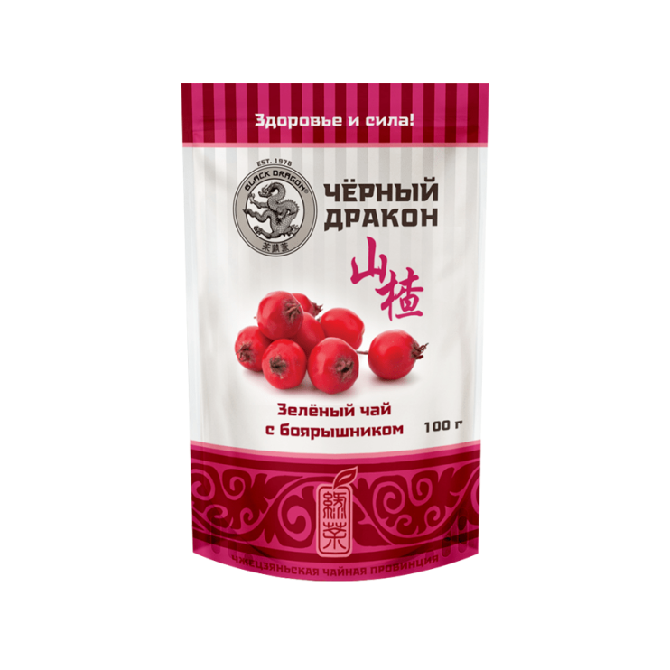 Чай зеленый листовой Черный Дракон с боярышником, 100г (комплект 2 шт.) 0720298