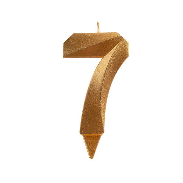 Свеча для торта "Грань" цифра 7 (золото), 8,7х4,3х1,2 см.  (арт. МС5-17)