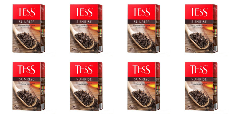 Чай черный листовой Tess Sunrise (Тесс Санрайз), 200 г (комплект 8 шт.) 6010040