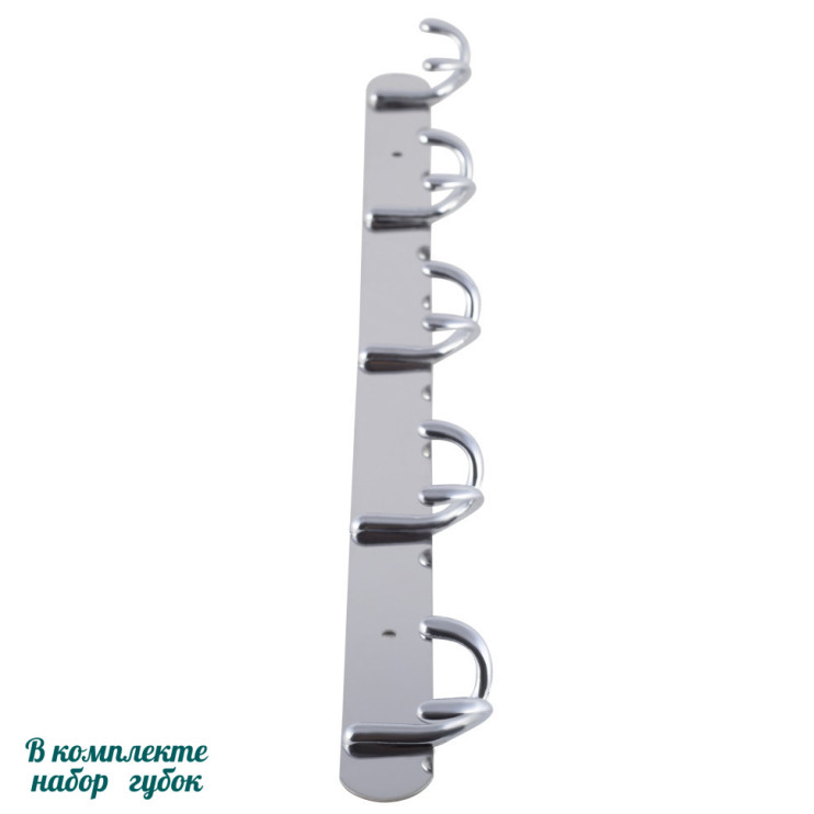 Крючки двойные на планке 5шт 54*3.5*4.5см из хромированного цинкового сплава  653540