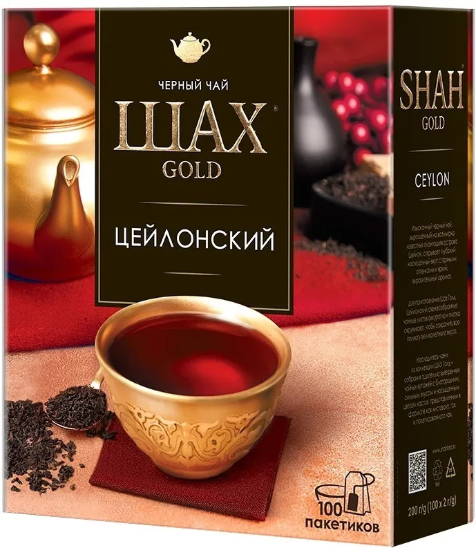 Шах Gold Цейлонский чай черный в пакетиках 100 шт