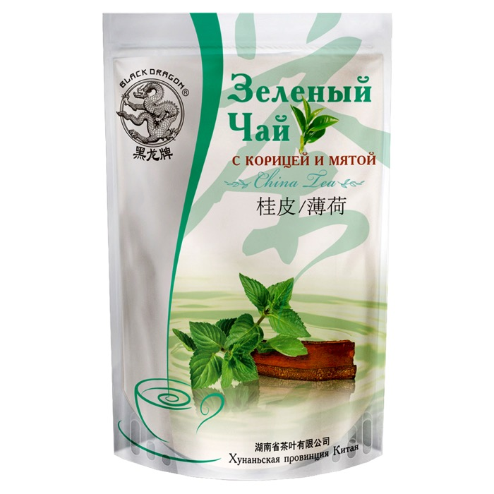 Чай зеленый листовой Черный Дракон с корицей и мятой, 100 г