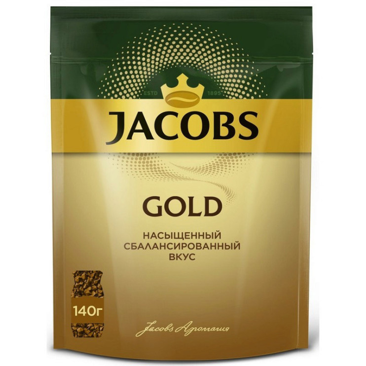 Кофе растворимый Jacobs Gold, м/у, 140 г 1777496