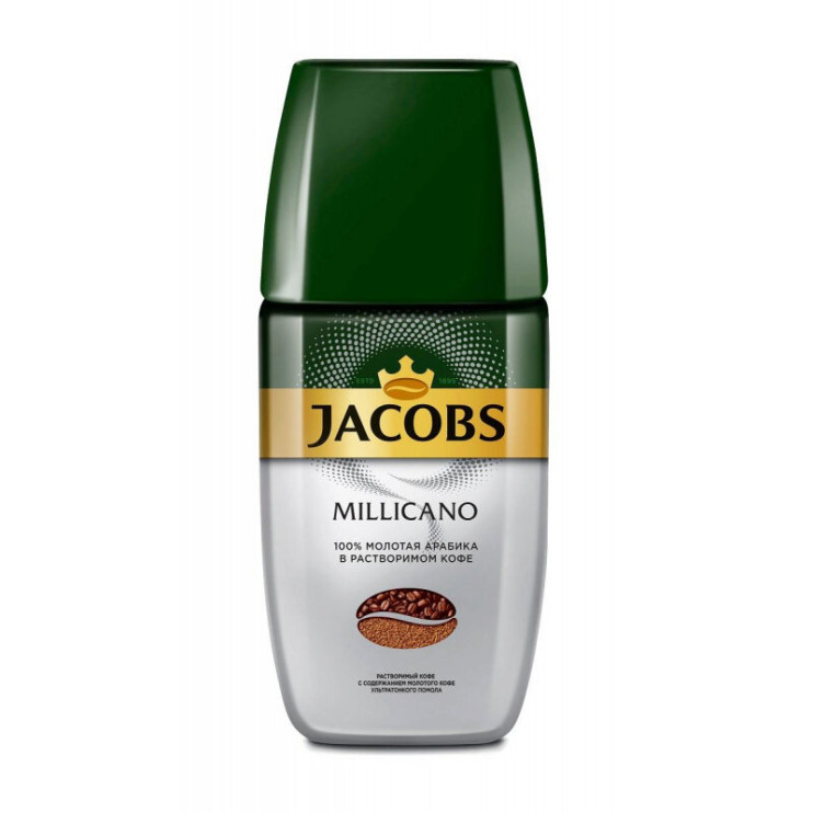 Кофе молотый в растворимом Jacobs Millicano, стеклянная банка, 90 г 1770367