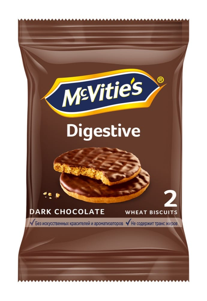 Коммунарка "McVities" из цельнозерновых злаков в темном шоколаде,199,8 г (12)