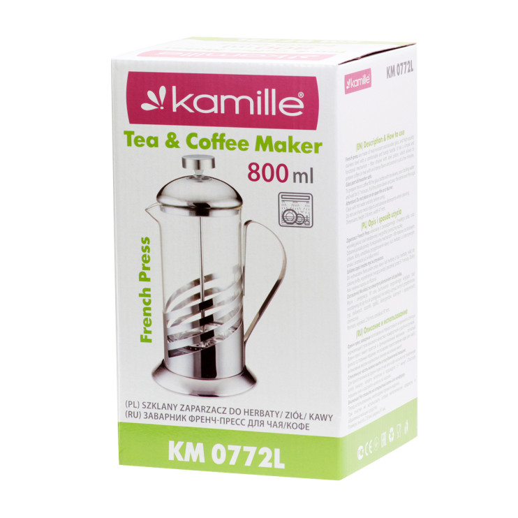 Френчпресс Kamille 800мл (нержавеющая сталь, стекло) 0772L 920993