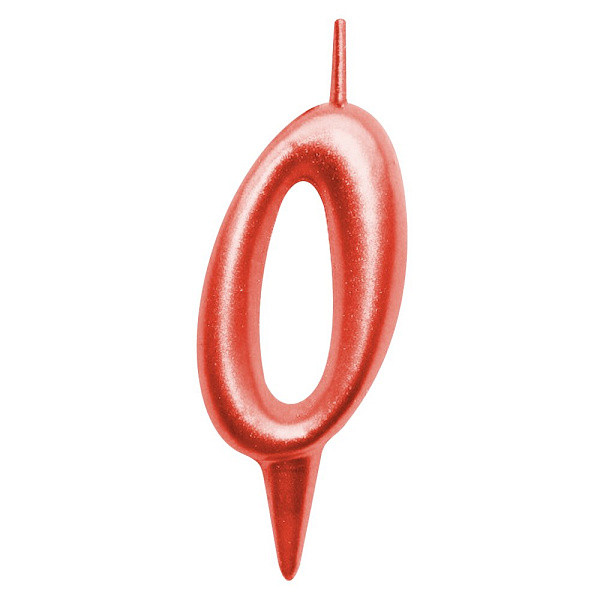 Свеча для торта "Овал" цифра 0 (красный), 8х4х1,2 см. (арт. МС5-30)