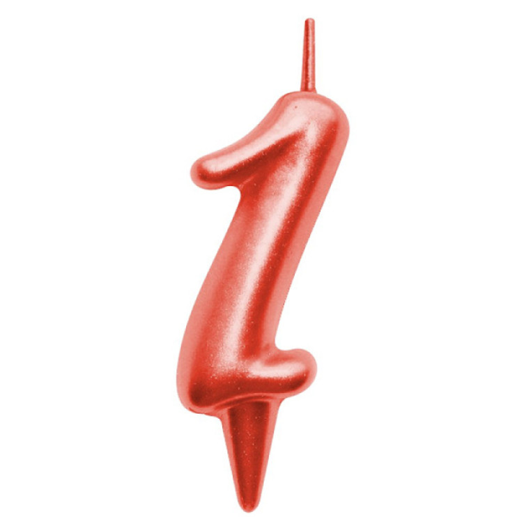 Свеча для торта "Овал" цифра 1 (красный), 8х4х1,2 см. (арт. МС5-31)
