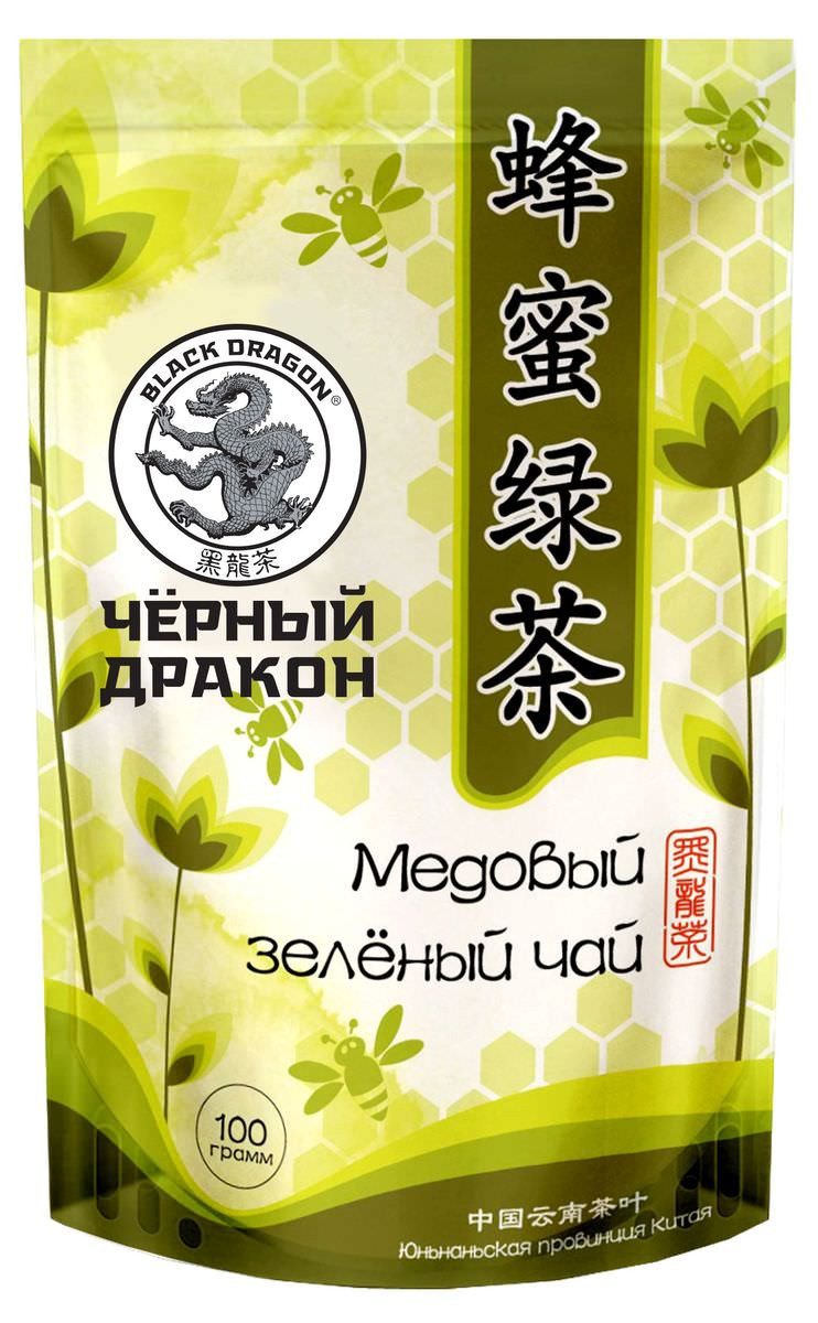 Чай зеленый листовой Черный Дракон медовый, 100 г (комплект 2 шт.) 0721752