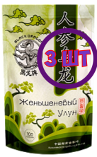 Чай зеленый листовой Черный Дракон женьшеневый, 100 г (комплект 3 шт.) 0720977