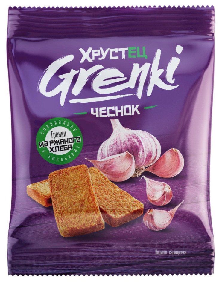 Черноголовка Гренки "Хрустец" со вкусом чеснока 80 гр, м/у (30)