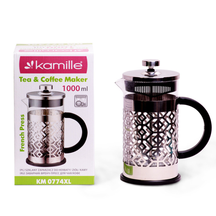Френчпресс Kamille 1000мл (нержавеющая сталь, стекло) 0774XL 921068