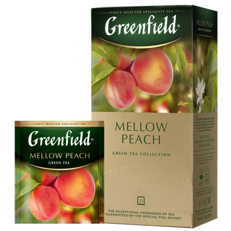Чай зеленый в пакетиках для чашки Greenfield Peach Mellow, 25*1,8 г