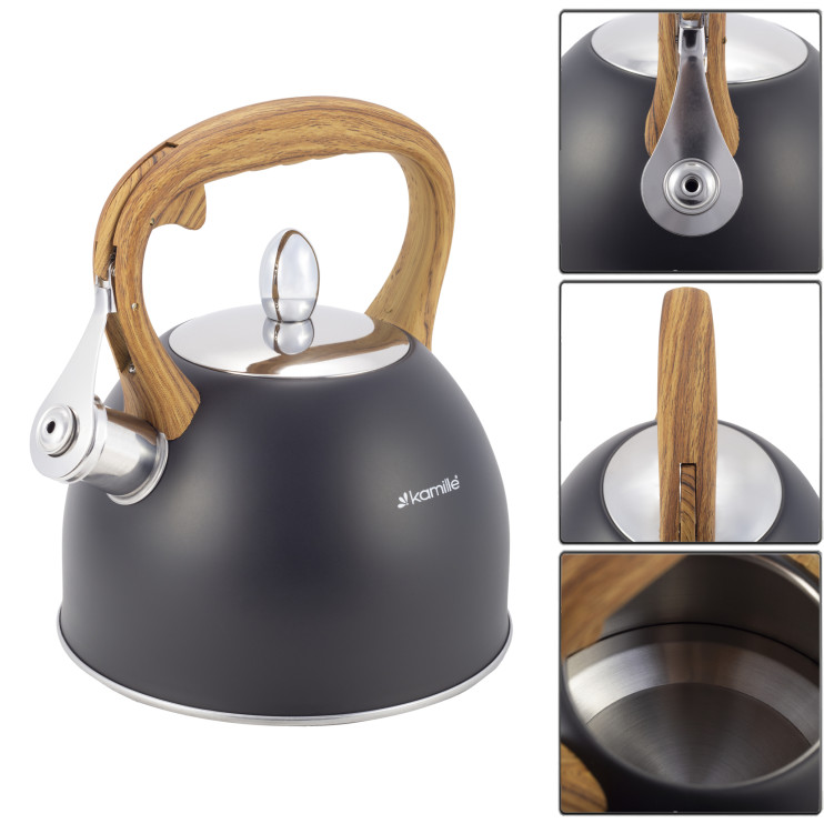 Чайник 2,5л из нержавеющей стали со свистком и ручкой soft touch  927145