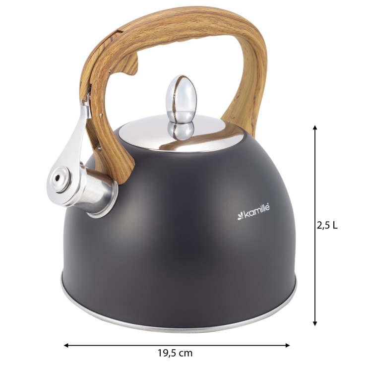 Чайник 2,5л из нержавеющей стали со свистком и ручкой soft touch  927145