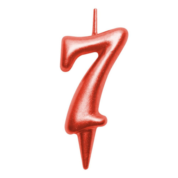 Свеча для торта "Овал" цифра 7 (красный), 8х4х1,2 см. (арт. МС5-37)