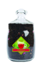 Kejofoods "Эмилия"(черный и зеленый с лепест.розы,гибискуса,кусоч.клубники) 175 г стекло (6)