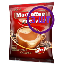 MacCoffee Кофе 3 в 1 MacCoffe Strong (крепкий) 16 г х 50 пак. (комплект 3 шт.) 0101223