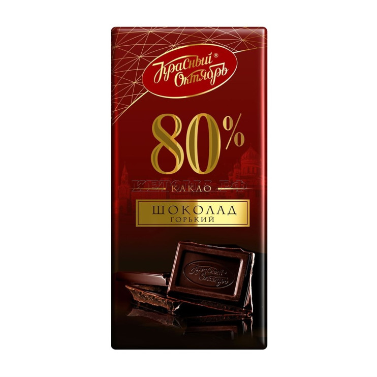 Объединенные Кондитеры Шоколад Красный Окт.,горький 80%, 75 г,ш/бокс (14) 4 бл. в ко