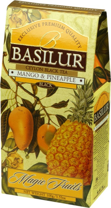 Basilur Волшебные фрукты "Манго и ананас" 100 г, черн., картон (12) (70535)
