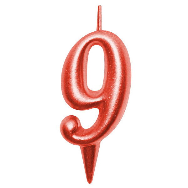 Свеча для торта "Овал" цифра 9 (красный), 8х4х1,2 см. (арт. МС5-39)