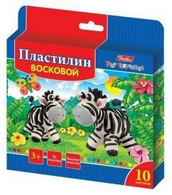 Пластилин Восковой 10 цв. 150г со стеком Забавные зверята в карт.короб. с европодвесом (арт.23255)