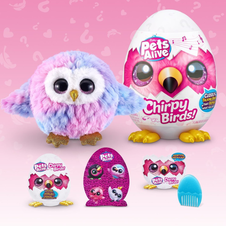 Игровой набор ZURU PETS ALIVE плюшевая Птичка-повторюшка, звук, в ассорт. (арт. 596866)