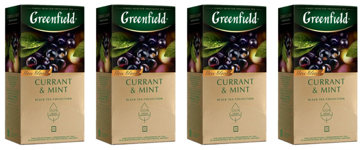 Чай черный в пакетиках для чашки Greenfield Currant & Mint, 25*1,8 г (комплект 4 шт.) 6012495