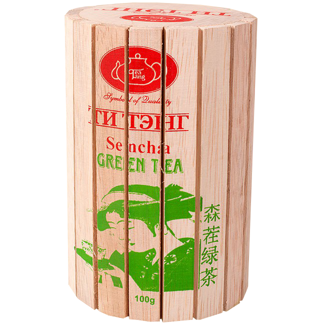 Чай весовой зеленый Ти Тэнг Sencha в круглой деревянной коробке, 100 г