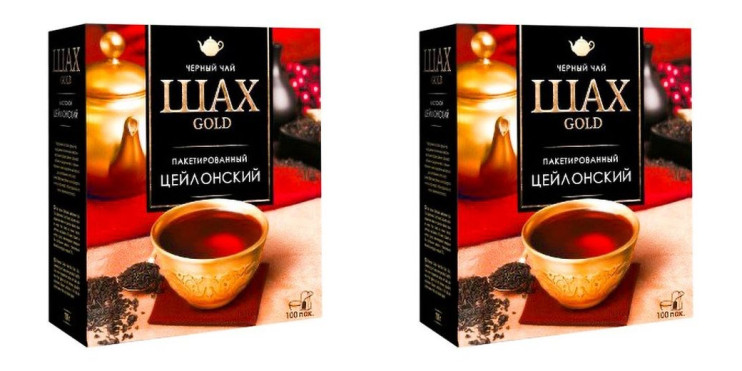 Шах Gold Цейлонский чай черный в пакетиках 100 шт (комплект 2 шт.) 6014758