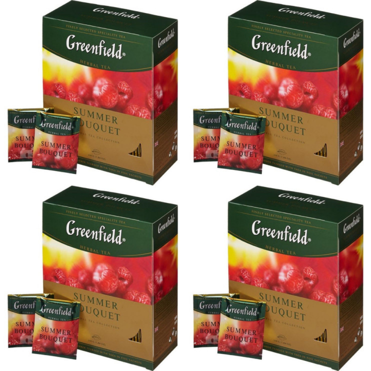 Чай фруктовый в пакетиках Greenfield Summer Bouquet, 100*2 г (комплект 4 шт.) 6008788