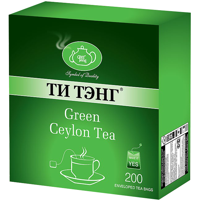 Чай зеленый в пакетиках для чашки Ти Тэнг Green Ceylon Tea, 200*2 г