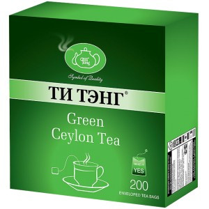 Чай зеленый в пакетиках для чашки Ти Тэнг Green Ceylon Tea, 200*2 г