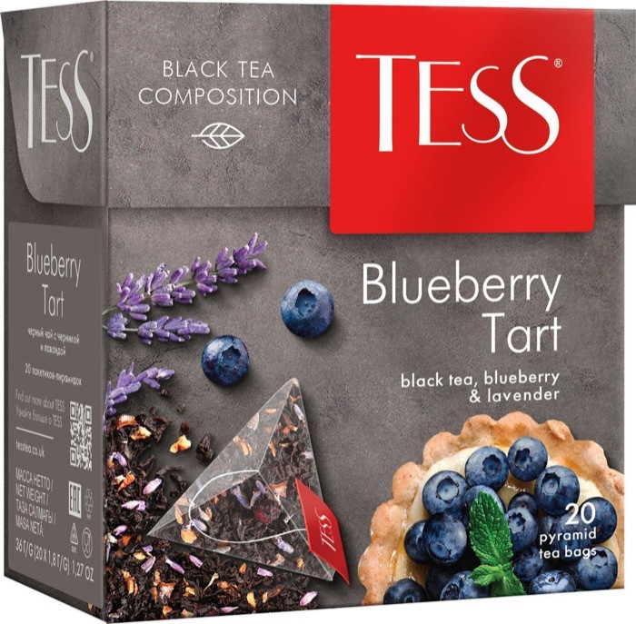 Чай черный в пирамидках Tess Blueberry Tart (Тесс Блуберри Тарт), 20*1,8 г