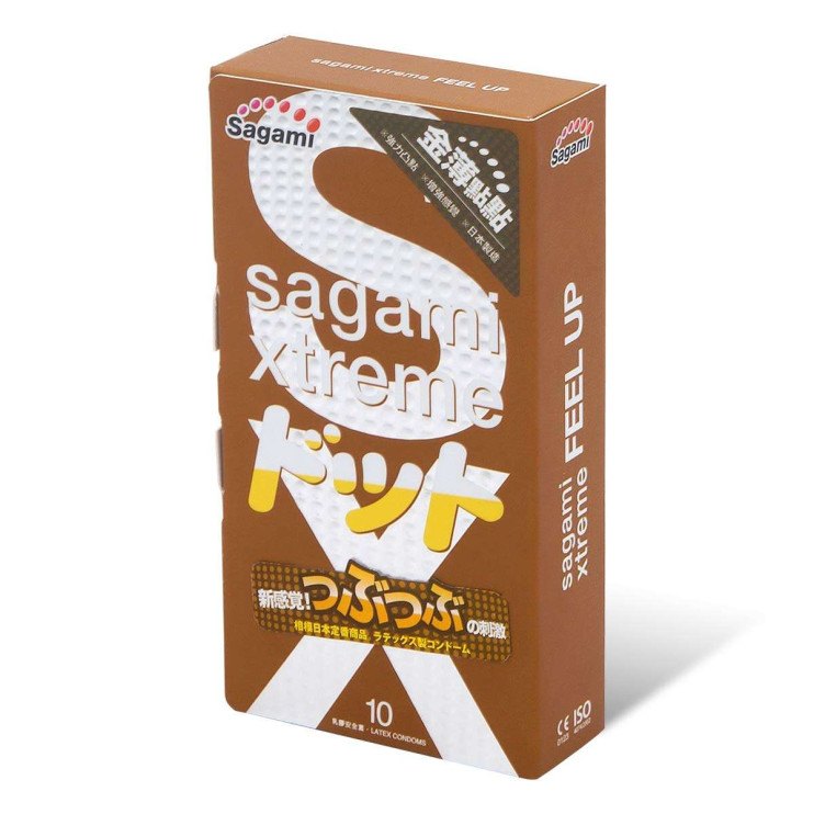 Презервативы Sagami Xtreme Feel Up с точечной текстурой и линиями прилегания - 10 шт. (арт. 18573)