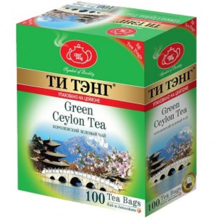Чай зеленый в пакетиках для чашки Ти Тэнг Green Ceylon Tea, 100*2 г