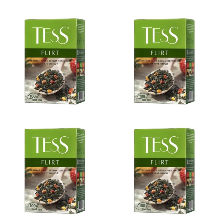 Чай зеленый листовой Tess Flirt (Тесс Флирт), 100 г (комплект 4 шт.) 6006487