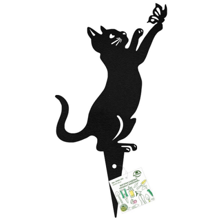 Фигурка садовая "Кошка с бабочкой". 39х18,5 см.