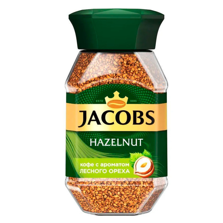 Кофе растворимый Jacobs Hazelnut, стеклянная банка, 95 г 1779803