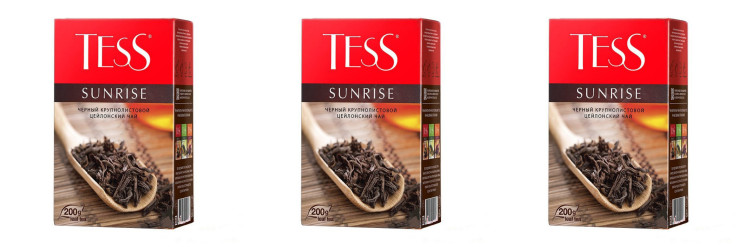 Чай черный листовой Tess Sunrise (Тесс Санрайз), 200 г (комплект 3 шт.) 6010040