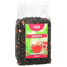 Kejofoods "Эмилия"(черный и зеленый с лепест.розы,гибискуса,кусоч.клубники) 200 г м/у (12)