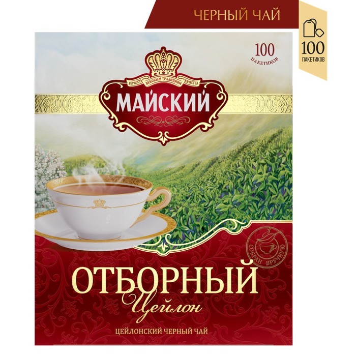 Чай черный в пакетиках для чашки, Майский Отборный, 100*2 г.