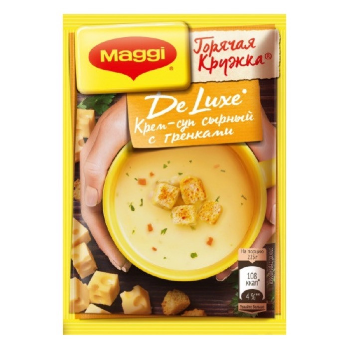 Суп Maggi де люкс крем-суп сырный с гренками, 25г.